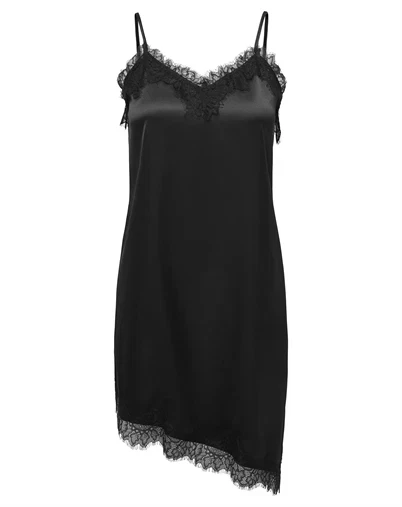 Only - ONLBella Strap Satin Lace Kjole - Black
